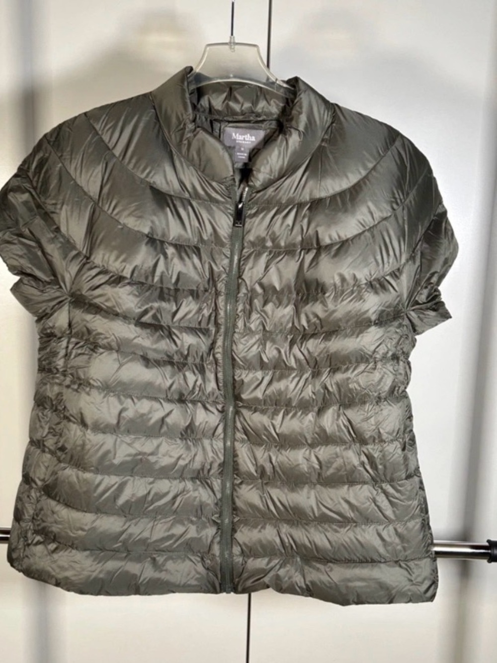 Martha Stewart Short-Sleeve Packable Puffer Jacket - Olive Green